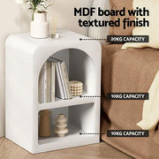 SportZone.co.nz Furniture > Bedroom > Bedside Tables Artiss Bedside Table Shelves Side End Table Storage Nightstand White ARCHED Artiss Bedside Table Shelves Side End Table Storage Nightstand White ARCHED