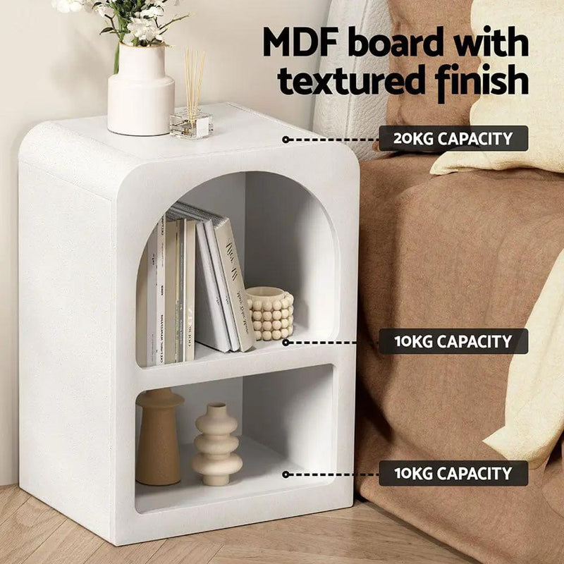 SportZone.co.nz Furniture > Bedroom > Bedside Tables Artiss Bedside Table Shelves Side End Table Storage Nightstand White ARCHED Artiss Bedside Table Shelves Side End Table Storage Nightstand White ARCHED