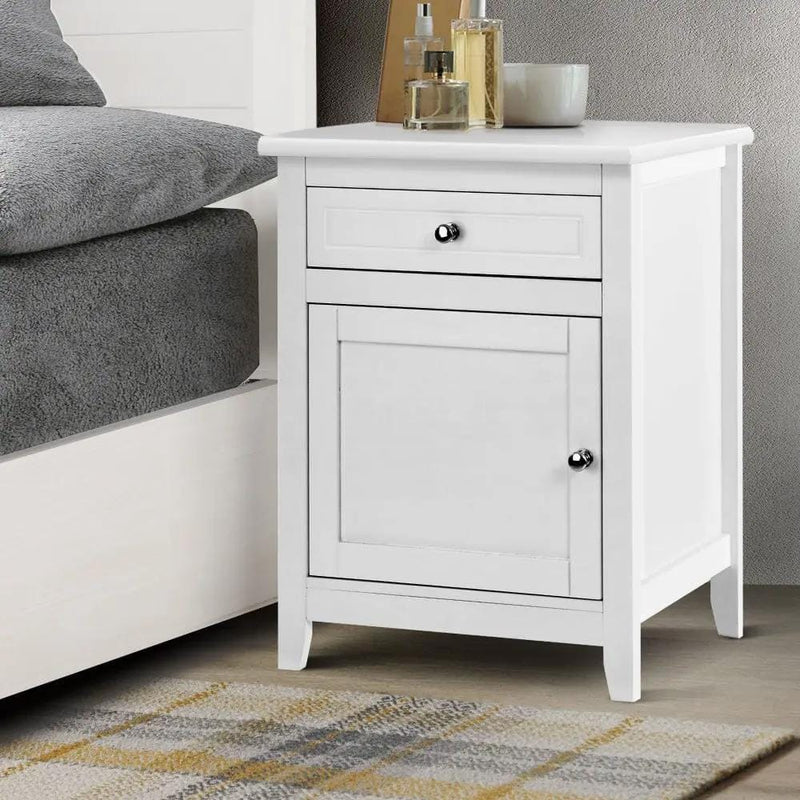 SportZone.co.nz Furniture > Living Room > Bookcases & Shelves Artiss Bedside Tables Side Table Drawers Nightstand White Artiss Bedside Tables Side Table Drawers Nightstand White