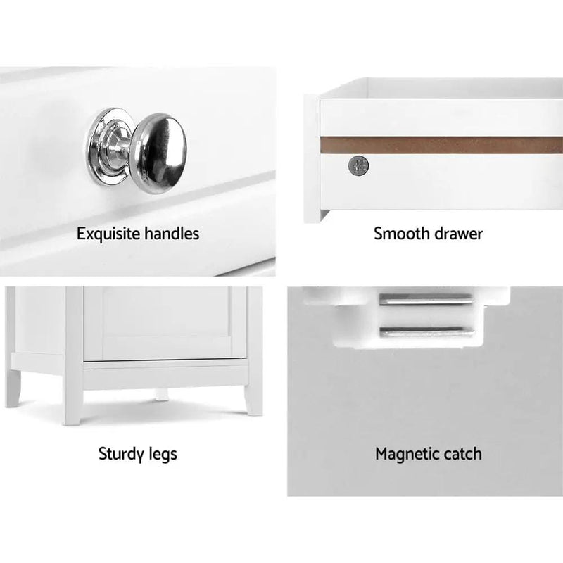 SportZone.co.nz Furniture > Living Room > Bookcases & Shelves Artiss Bedside Tables Side Table Drawers Nightstand White Artiss Bedside Tables Side Table Drawers Nightstand White