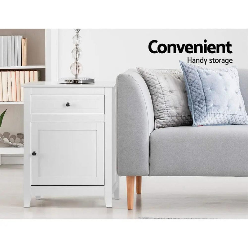 SportZone.co.nz Furniture > Living Room > Bookcases & Shelves Artiss Bedside Tables Side Table Drawers Nightstand White Artiss Bedside Tables Side Table Drawers Nightstand White
