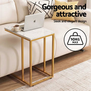 SportZone.co.nz Furniture > Living Room > Coffee Tables Artiss C Shaped End Table Set of 2 Coffee Table Side Table White & Gold Artiss C Shaped End Table Set of 2 Coffee Table Side Table White & Gold