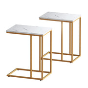 SportZone.co.nz Furniture > Living Room > Coffee Tables Artiss C Shaped End Table Set of 2 Coffee Table Side Table White & Gold Artiss C Shaped End Table Set of 2 Coffee Table Side Table White & Gold