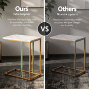 SportZone.co.nz Furniture > Living Room > Coffee Tables Artiss C Shaped End Table Set of 2 Coffee Table Side Table White & Gold Artiss C Shaped End Table Set of 2 Coffee Table Side Table White & Gold