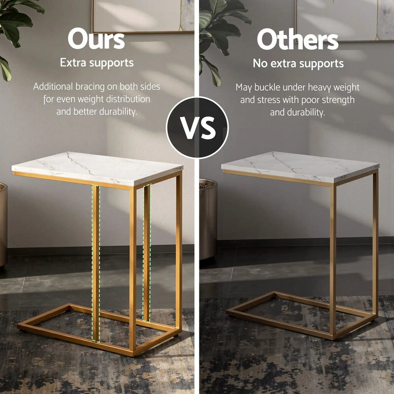 SportZone.co.nz Furniture > Living Room > Coffee Tables Artiss C Shaped End Table Set of 2 Coffee Table Side Table White & Gold Artiss C Shaped End Table Set of 2 Coffee Table Side Table White & Gold