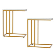 SportZone.co.nz Furniture > Living Room > Coffee Tables Artiss C Shaped End Table Set of 2 Coffee Table Side Table White & Gold Artiss C Shaped End Table Set of 2 Coffee Table Side Table White & Gold