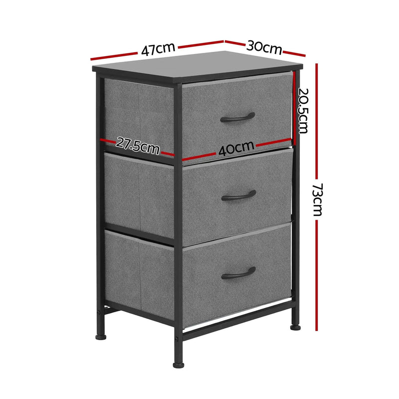 SportZone.co.nz Furniture > Bedroom > Dressers Artiss Chest of 3 Drawers Storage Dresser Tallboy Grey Artiss Chest of 3 Drawers Storage Dresser Tallboy Grey