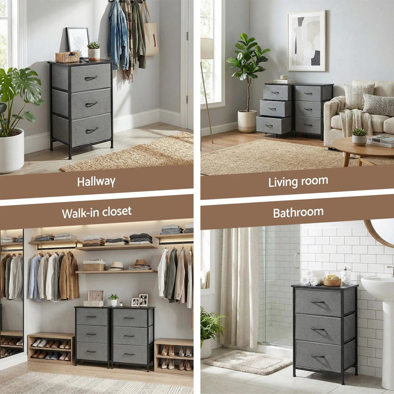SportZone.co.nz Furniture > Bedroom > Dressers Artiss Chest of 3 Drawers Storage Dresser Tallboy Grey Artiss Chest of 3 Drawers Storage Dresser Tallboy Grey