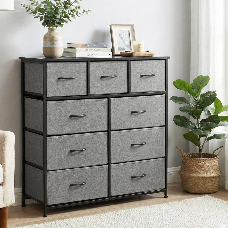 SportZone.co.nz Furniture > Bedroom > Dressers Artiss Chest of 9 Drawers Storage Dresser Tallboy Dark Grey Artiss Chest of 9 Drawers Storage Dresser Tallboy Dark Grey