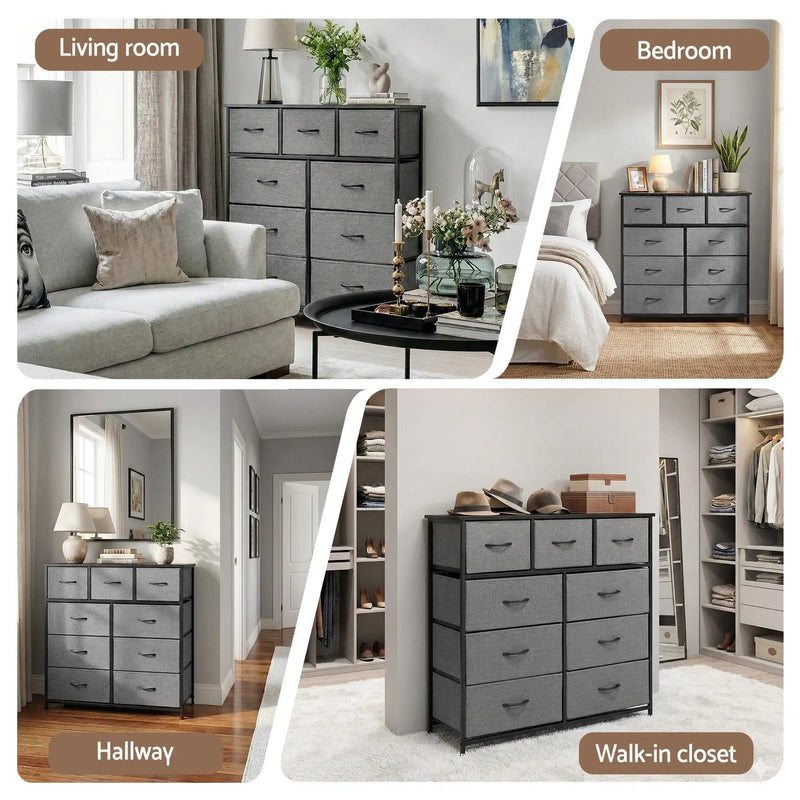 SportZone.co.nz Furniture > Bedroom > Dressers Artiss Chest of 9 Drawers Storage Dresser Tallboy Dark Grey Artiss Chest of 9 Drawers Storage Dresser Tallboy Dark Grey