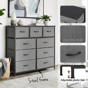 SportZone.co.nz Furniture > Bedroom > Dressers Artiss Chest of 9 Drawers Storage Dresser Tallboy Dark Grey Artiss Chest of 9 Drawers Storage Dresser Tallboy Dark Grey