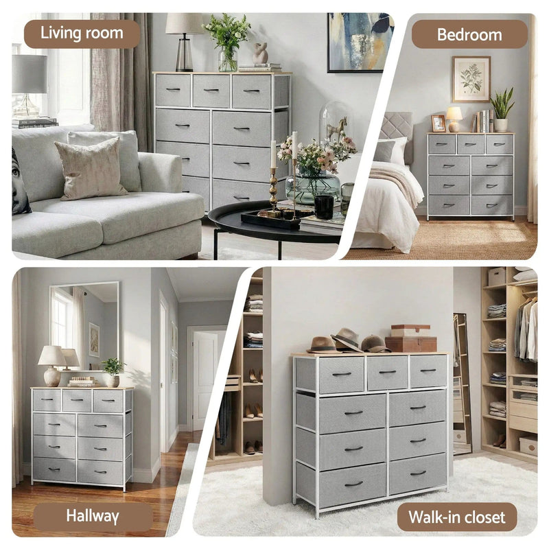 SportZone.co.nz Furniture > Bedroom > Dressers Artiss Chest of 9 Drawers Storage Dresser Tallboy Light Grey Artiss Chest of 9 Drawers Storage Dresser Tallboy Light Grey