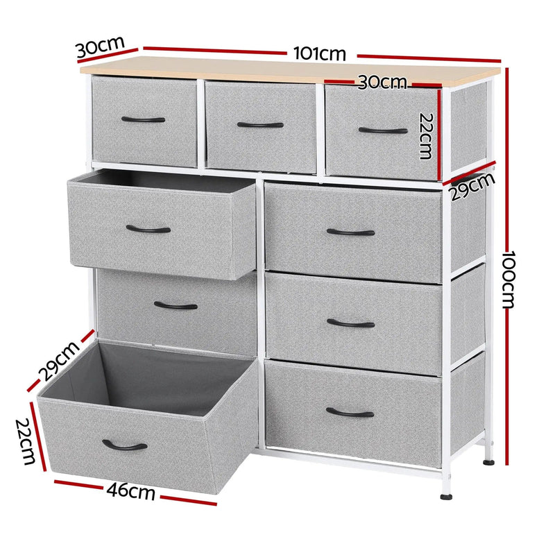 SportZone.co.nz Furniture > Bedroom > Dressers Artiss Chest of 9 Drawers Storage Dresser Tallboy Light Grey Artiss Chest of 9 Drawers Storage Dresser Tallboy Light Grey