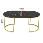 SportZone.co.nz Furniture > Living Room > Coffee Tables Artiss Coffee Table Marble Effect Black Artiss Coffee Table Marble Effect Black