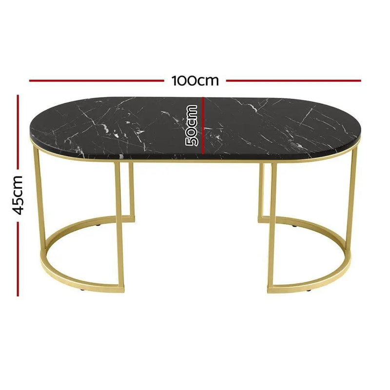 SportZone.co.nz Furniture > Living Room > Coffee Tables Artiss Coffee Table Marble Effect Black Artiss Coffee Table Marble Effect Black