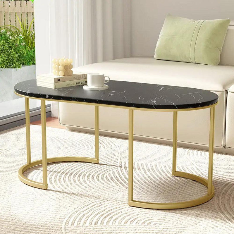 SportZone.co.nz Furniture > Living Room > Coffee Tables Artiss Coffee Table Marble Effect Black Artiss Coffee Table Marble Effect Black
