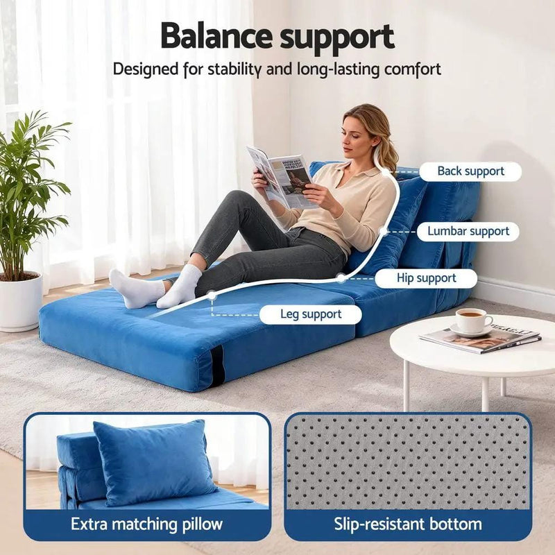 SportZone.co.nz Furniture > Sofas > Sofas & Sofa Beds Artiss Convertible Folding Sofa Bed Armless Lounger Foam Floor Sofas Futons Couches Artiss Convertible Folding Sofa Bed Armless Lounger Foam Floor Sofas Futons Couches