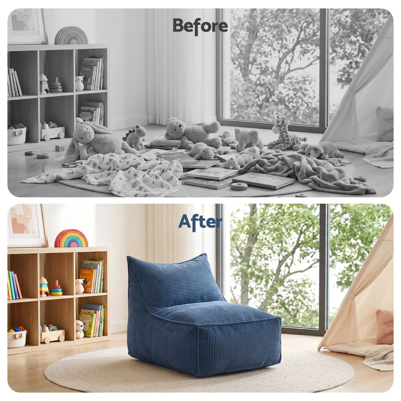 SportZone.co.nz Furniture > Sofas > Sofa Accessories Artiss Corduroy Bean Bag Chair Cover Blue | Soft Washable Lazy Sofa Cover Artiss Corduroy Bean Bag Chair Cover Blue | Soft Washable Lazy Sofa Cover