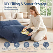 SportZone.co.nz Furniture > Sofas > Sofa Accessories Artiss Corduroy Bean Bag Chair Cover Blue | Soft Washable Lazy Sofa Cover Artiss Corduroy Bean Bag Chair Cover Blue | Soft Washable Lazy Sofa Cover