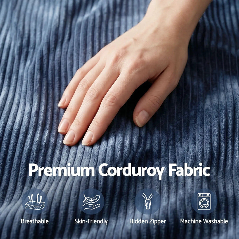 SportZone.co.nz Furniture > Sofas > Sofa Accessories Artiss Corduroy Bean Bag Chair Cover Blue | Soft Washable Lazy Sofa Cover Artiss Corduroy Bean Bag Chair Cover Blue | Soft Washable Lazy Sofa Cover