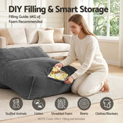 SportZone.co.nz Furniture > Sofas > Sofa Accessories Artiss Corduroy Bean Bag Chair Cover Grey | Soft Washable Lazy Sofa Cover Artiss Corduroy Bean Bag Chair Cover Grey | Soft Washable Lazy Sofa Cover