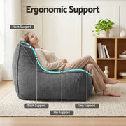 SportZone.co.nz Furniture > Sofas > Sofa Accessories Artiss Corduroy Bean Bag Chair Cover Grey | Soft Washable Lazy Sofa Cover Artiss Corduroy Bean Bag Chair Cover Grey | Soft Washable Lazy Sofa Cover