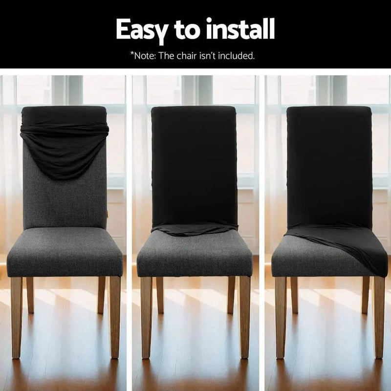 SportZone.co.nz Furniture > Dining > Dining Set Artiss Dining Chair Covers 6x Slipcovers Spandex Stretch Banquet Wedding Black Artiss Dining Chair Covers 6x Slipcovers Spandex Stretch Banquet Wedding Black