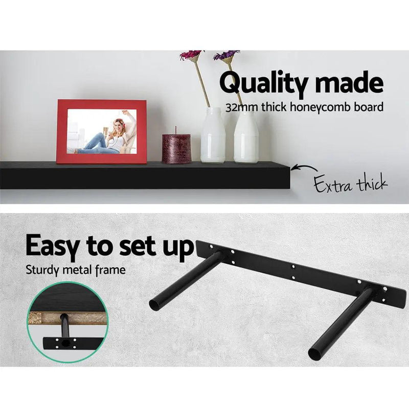 Artiss Floating Wall Shelf Set of 3 Black by SportZone.co.nz