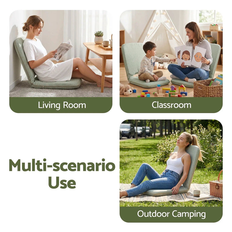 SportZone.co.nz Furniture > Bar Stools & Chairs > Arm Chairs & Recliners Artiss Floor Chair 5 Position Adjustable Green Lazy Sofa for Living Room Bedroom Artiss Floor Chair 5 Position Adjustable Green Lazy Sofa for Living Room Bedroom