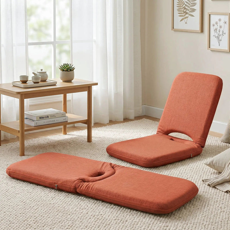 SportZone.co.nz Furniture > Bar Stools & Chairs > Arm Chairs & Recliners Artiss Floor Chair 5 Position Adjustable Orange Lazy Sofa for Living Room Bedroom Artiss Floor Chair 5 Position Adjustable Orange Lazy Sofa for Living Room Bedroom