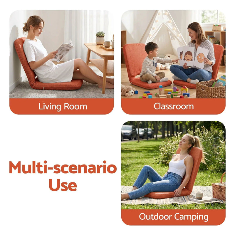 SportZone.co.nz Furniture > Bar Stools & Chairs > Arm Chairs & Recliners Artiss Floor Chair 5 Position Adjustable Orange Lazy Sofa for Living Room Bedroom Artiss Floor Chair 5 Position Adjustable Orange Lazy Sofa for Living Room Bedroom