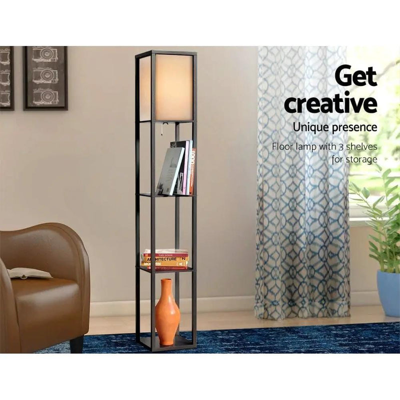 SportZone.co.nz Home & Garden > Lighting Artiss Floor Lamp 3 Tier Shelf Shelf Storage LED Light Stand Home Room Vintage Black Artiss Floor Lamp 3 Tier Shelf Shelf Storage LED Light Stand Home Room Vintage Black