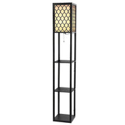 SportZone.co.nz Furniture > Bedroom Artiss Floor Lamp 3 Tier Shelf Storage LED Light Stand Home Room Pattern Black Artiss Floor Lamp 3 Tier Shelf Storage LED Light Stand Home Room Pattern Black