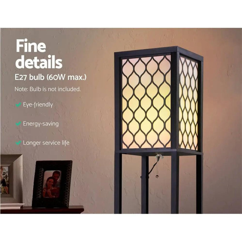 SportZone.co.nz Furniture > Bedroom Artiss Floor Lamp 3 Tier Shelf Storage LED Light Stand Home Room Pattern Black Artiss Floor Lamp 3 Tier Shelf Storage LED Light Stand Home Room Pattern Black