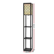SportZone.co.nz Furniture > Bedroom Artiss Floor Lamp 3 Tier Shelf Storage LED Light Stand Home Room Pattern Black Artiss Floor Lamp 3 Tier Shelf Storage LED Light Stand Home Room Pattern Black