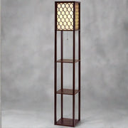 SportZone.co.nz Furniture > Bedroom Artiss Floor Lamp 3 Tier Shelf Storage LED Light Stand Home Room Pattern Brown Artiss Floor Lamp 3 Tier Shelf Storage LED Light Stand Home Room Pattern Brown
