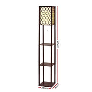 SportZone.co.nz Furniture > Bedroom Artiss Floor Lamp 3 Tier Shelf Storage LED Light Stand Home Room Pattern Brown Artiss Floor Lamp 3 Tier Shelf Storage LED Light Stand Home Room Pattern Brown