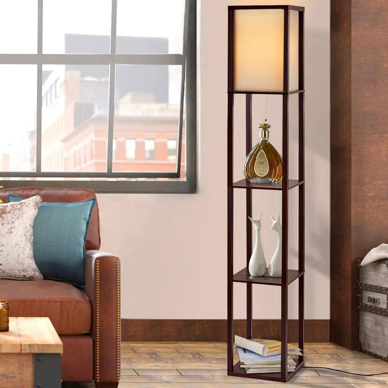 SportZone.co.nz Home & Garden > Lighting Artiss Floor Lamp 3 Tier Shelf Storage LED Light Stand Home Room Vintage Brown Artiss Floor Lamp 3 Tier Shelf Storage LED Light Stand Home Room Vintage Brown