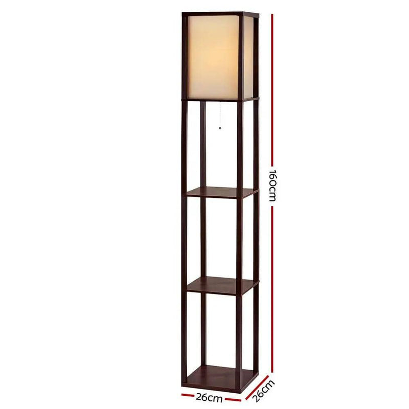 SportZone.co.nz Home & Garden > Lighting Artiss Floor Lamp 3 Tier Shelf Storage LED Light Stand Home Room Vintage Brown Artiss Floor Lamp 3 Tier Shelf Storage LED Light Stand Home Room Vintage Brown