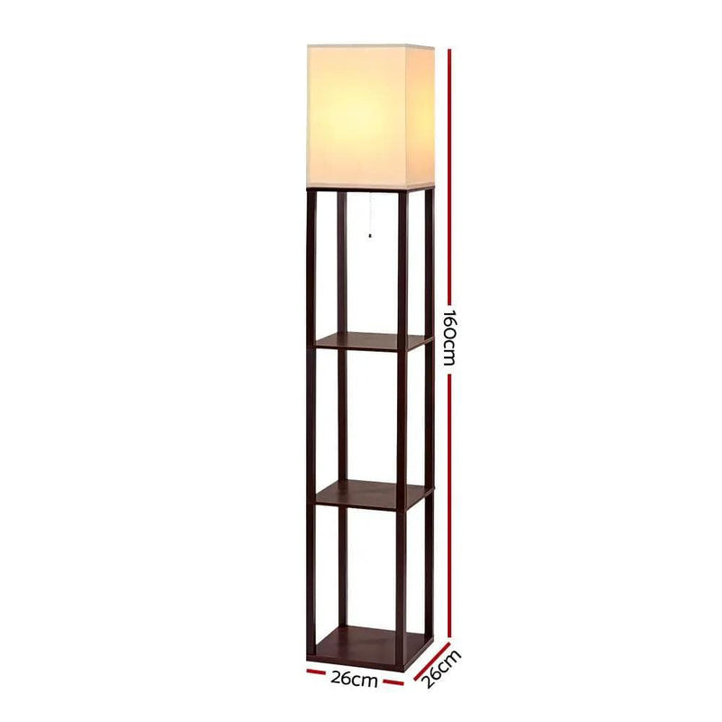 SportZone.co.nz Furniture > Bedroom Artiss Floor Lamp 3 Tier Shelf Storage LED Light Stand Home Room Vintage White Artiss Floor Lamp 3 Tier Shelf Storage LED Light Stand Home Room Vintage White