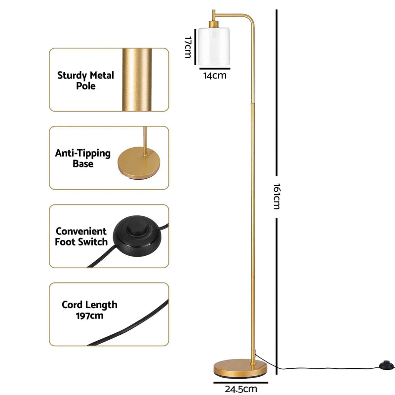 SportZone.co.nz Home & Garden > Lighting > Floor Lamps Artiss Floor Lamp Modern Industrial Standing Light with Clear Glass Shade, GoldMetal Tall Lamp for Living Room, Bedroom & Office, Anti-Tipping Weighted Base & Foot Switch (Bulb Not Included) Artiss Floor Lamp Modern Industrial Standing Light with Clear Glass Shade, GoldMetal Tall Lamp for Living Room, Bedroom & Office, Anti-Tipping Weighted Base & Foot Switch (Bulb Not Included)