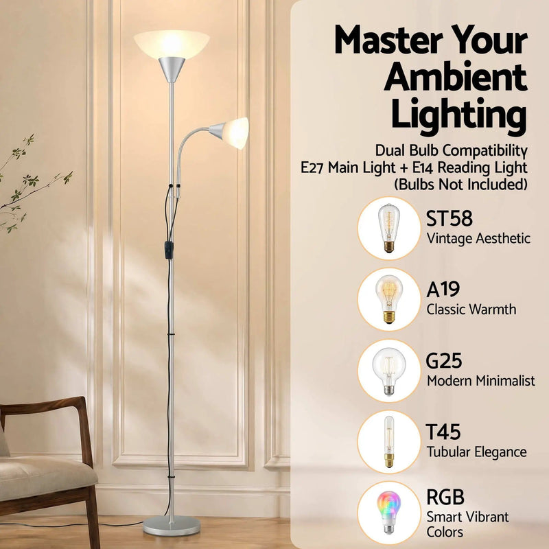 SportZone.co.nz Home & Garden > Lighting > Floor Lamps Artiss Floor Lamp Mother and Child Modern Home Living Room Office Reading Silver Artiss Floor Lamp Mother and Child Modern Home Living Room Office Reading Silver