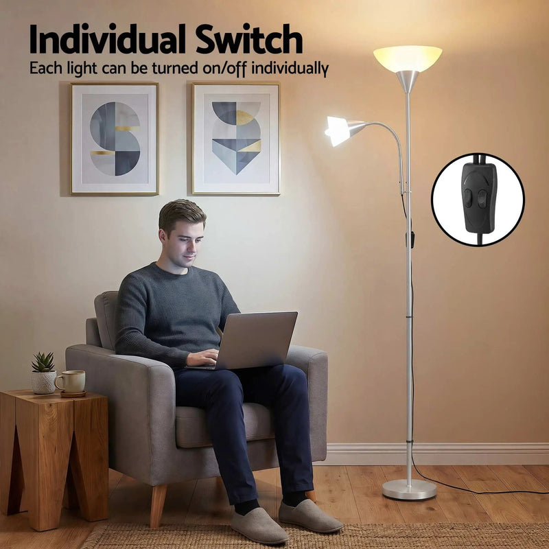 SportZone.co.nz Home & Garden > Lighting > Floor Lamps Artiss Floor Lamp Mother and Child Modern Home Living Room Office Reading Silver Artiss Floor Lamp Mother and Child Modern Home Living Room Office Reading Silver