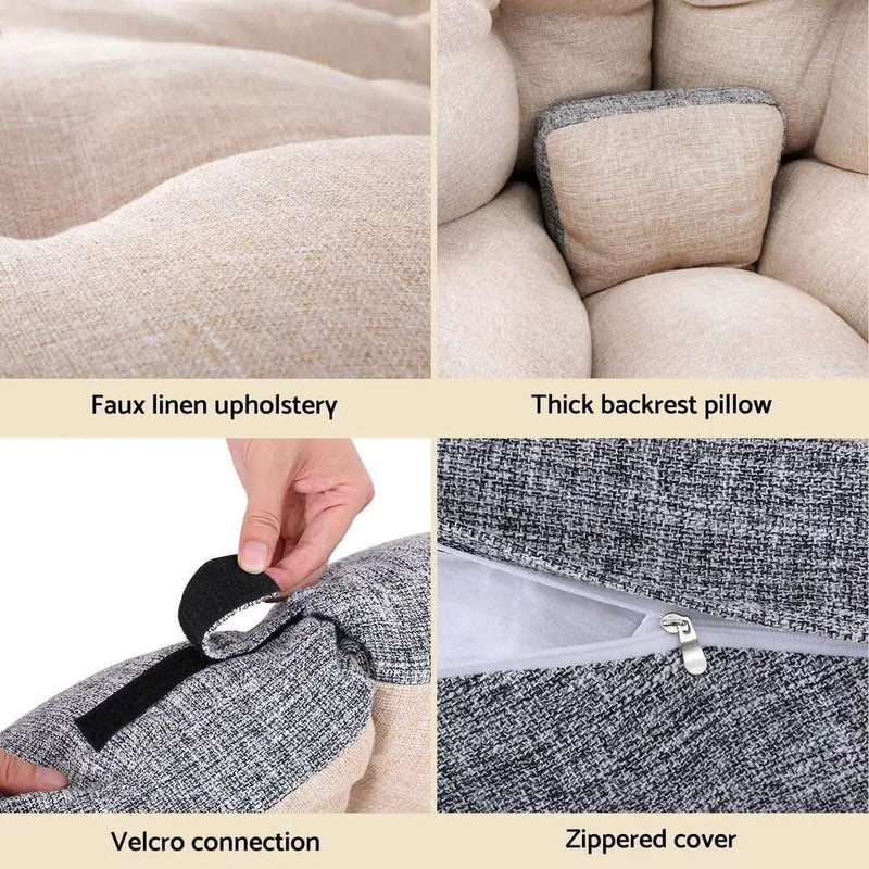 SportZone.co.nz Furniture > Bar Stools & Chairs > Arm Chairs & Recliners Artiss Floor Lounge Sofa Bed Chair Foldable Washable Beige Artiss Floor Lounge Sofa Bed Chair Foldable Washable Beige