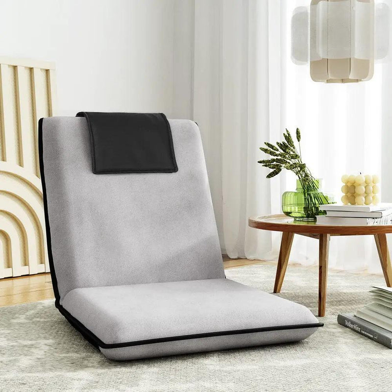 SportZone.co.nz Furniture > Living Room Artiss Floor Lounge Sofa Bed Couch Recliner Chair Folding Chair Cushion Grey Artiss Floor Lounge Sofa Bed Couch Recliner Chair Folding Chair Cushion Grey
