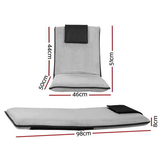 SportZone.co.nz Furniture > Living Room Artiss Floor Lounge Sofa Bed Couch Recliner Chair Folding Chair Cushion Grey Artiss Floor Lounge Sofa Bed Couch Recliner Chair Folding Chair Cushion Grey