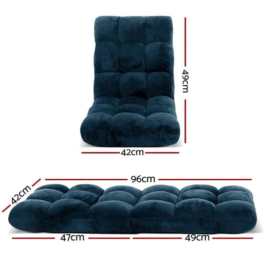 SportZone.co.nz Furniture > Bar Stools & Chairs > Arm Chairs & Recliners Artiss Floor Lounge Sofa Bed Flannel Fabric Navy Artiss Floor Lounge Sofa Bed Flannel Fabric Navy