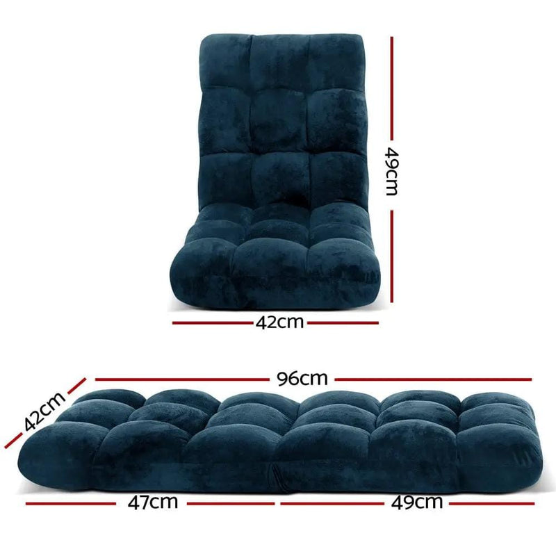 SportZone.co.nz Furniture > Bar Stools & Chairs > Arm Chairs & Recliners Artiss Floor Lounge Sofa Bed Flannel Fabric Navy Artiss Floor Lounge Sofa Bed Flannel Fabric Navy