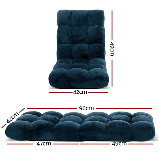 SportZone.co.nz Furniture > Bar Stools & Chairs > Arm Chairs & Recliners Artiss Floor Lounge Sofa Bed Flannel Fabric Navy Artiss Floor Lounge Sofa Bed Flannel Fabric Navy