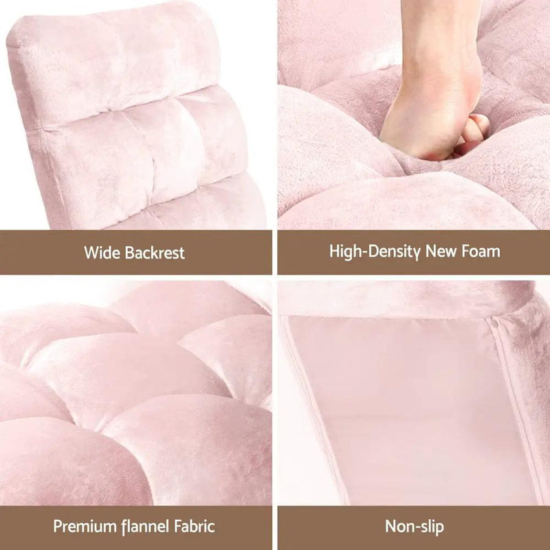 SportZone.co.nz Furniture > Bar Stools & Chairs > Arm Chairs & Recliners Artiss Floor Lounge Sofa Bed Flannel Fabric Pink Artiss Floor Lounge Sofa Bed Flannel Fabric Pink